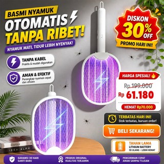 New Raket Nyamuk Insect Killer UV LED 2in1 canggih Recharge Batre 1500mAh EkonomisRaket Nyamuk Insect Killer UV LED 2in1 canggih Recharge Batre