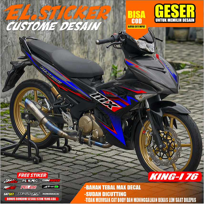 MERAH UV Transparent Striping Mx King 150 Red Blue Design King-I 76