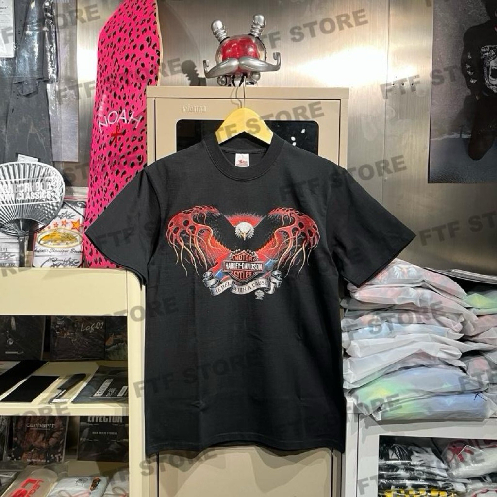 HARLEY DAVIDS*N - REB*L WITH A CAUSE TSHIRT สีดํา