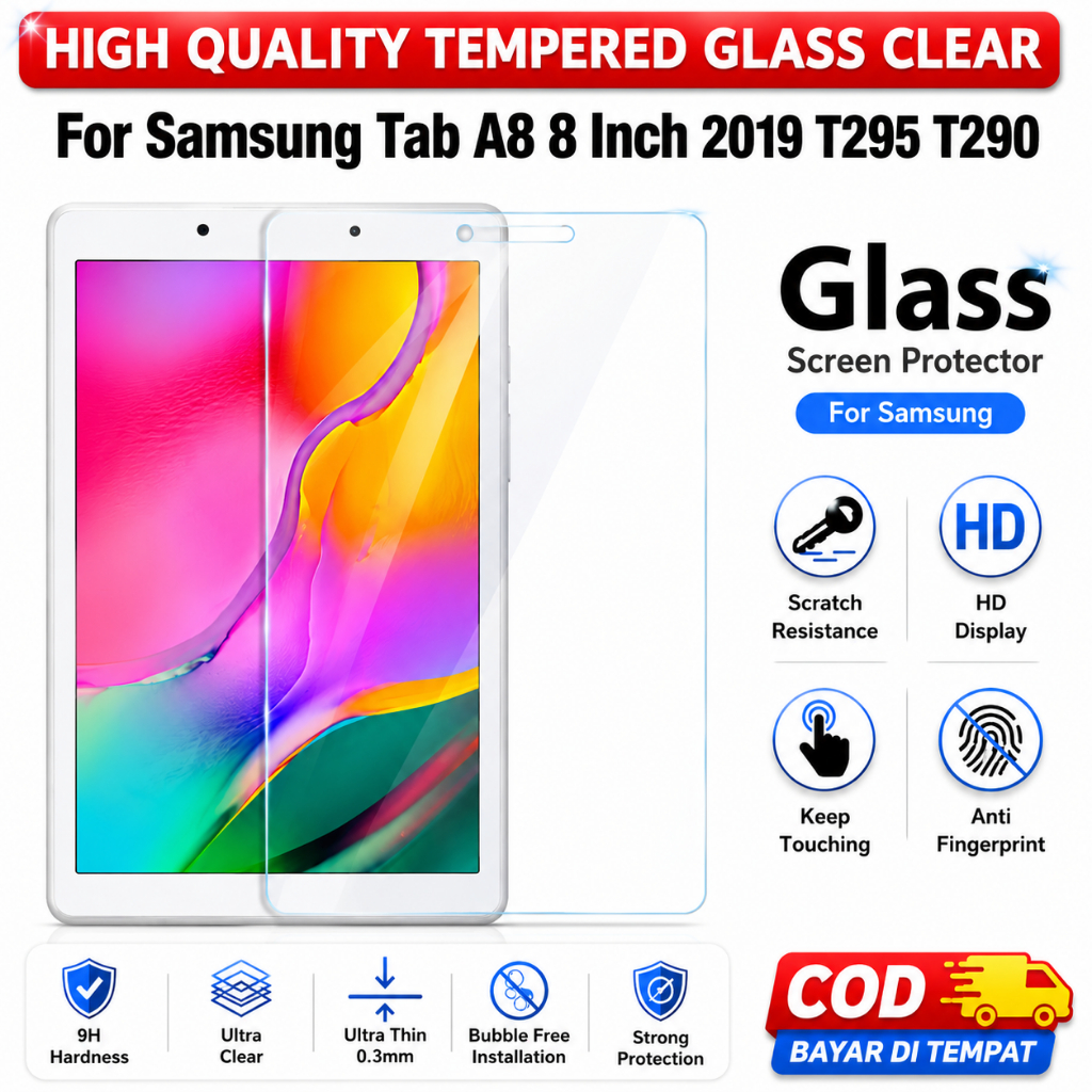 LAYAR กระจกนิรภัย Samsung Tab A8 2019 | กันรอยแท็บ A 8 2019 | ที295 ที290 8นิ้วป้องกันรอยขีดข่วนกระจ