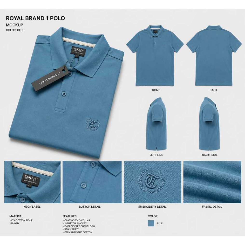KATUN T-Shirt Polo Takao Top for Adult Men, Cotton Pique Polo Shirt, Original Unisex