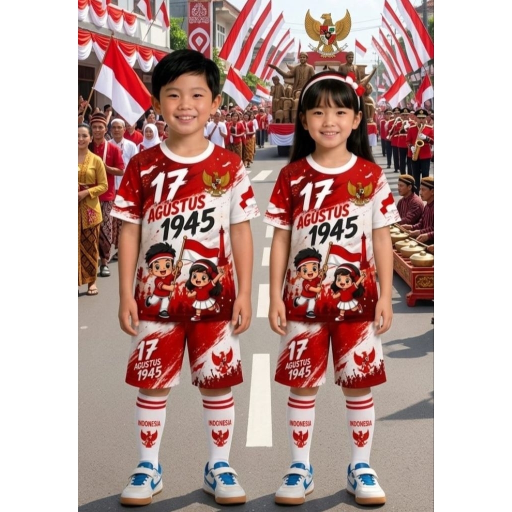 เสื้อผ้าสําหรับ AUGUST 17TH/ชุด CHILDRENS สําหรับ AUGUST 17TH/พิมพ์เต็ม/2 ถึง 10 ปี OLDS