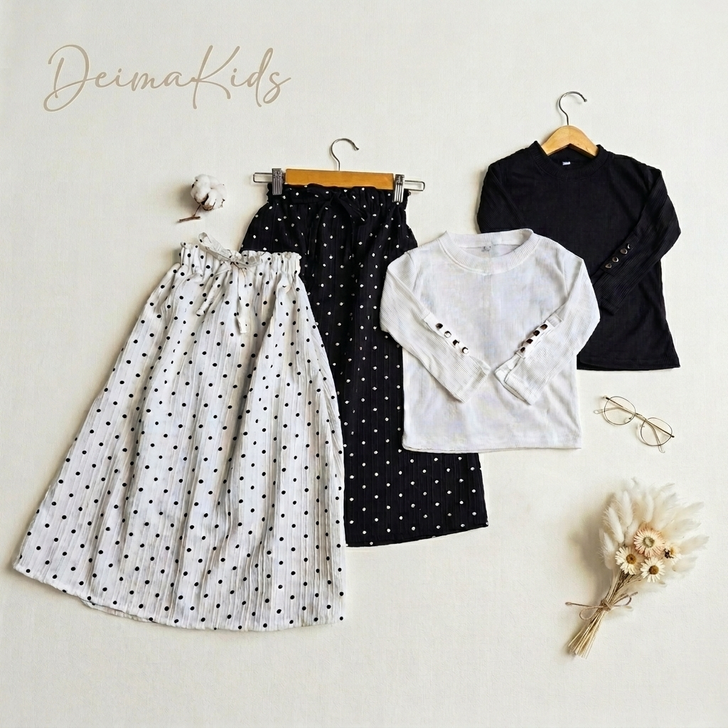ONESET POLKA โดย deimakids | ชุดไฮน่า สําหรับเด็กผู้หญิง อายุ 5-12 ปี น้ําหนักสูงสุด 35กิโลกรัม กระโปรงลายจุด