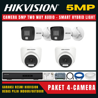 Paket cctv hikvision 5mp two way audio 4 channel 4 kamera paket cctv lengkap