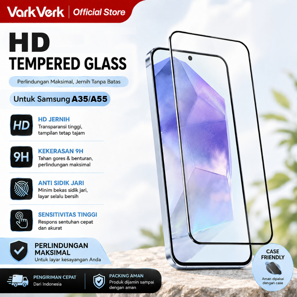 VarkVerk HD กระจกนิรภัยสําหรับ Samsung A35 5G A55 5G Anti-Scratch สําหรับ Samsung A35-5G A55-5G HD ห