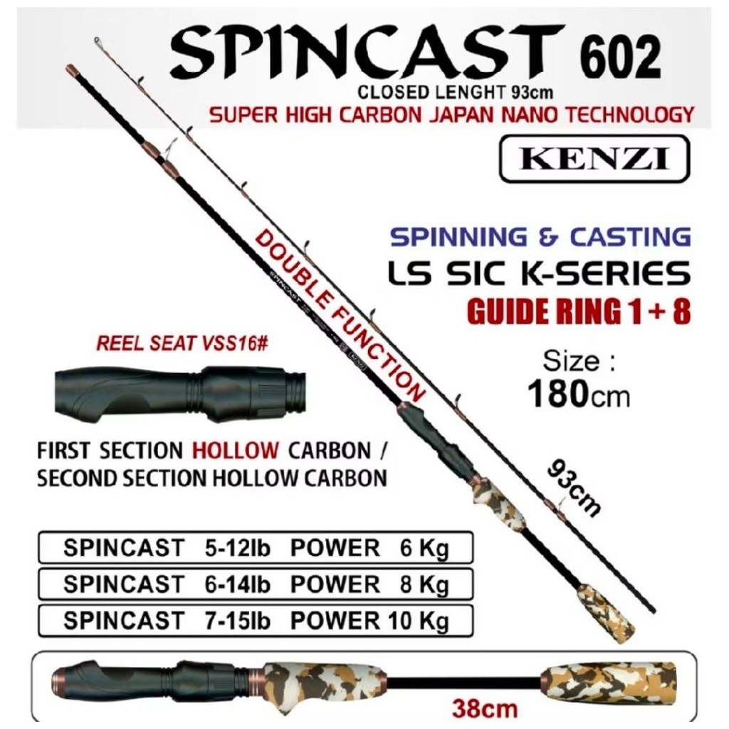 คันเบ็ด Kenzi Spincast 602 5-12lbs และ 6-14lbs