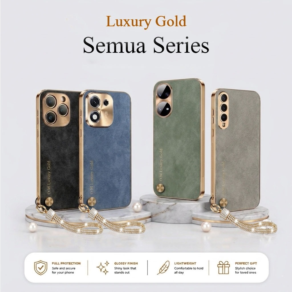 เคสสําหรับ Tecno Spark 50 / Camon 40 / Camon 50 / Spark Go 3 / Spark Go 2 Softcase หนังหรูหราปลอกทอง