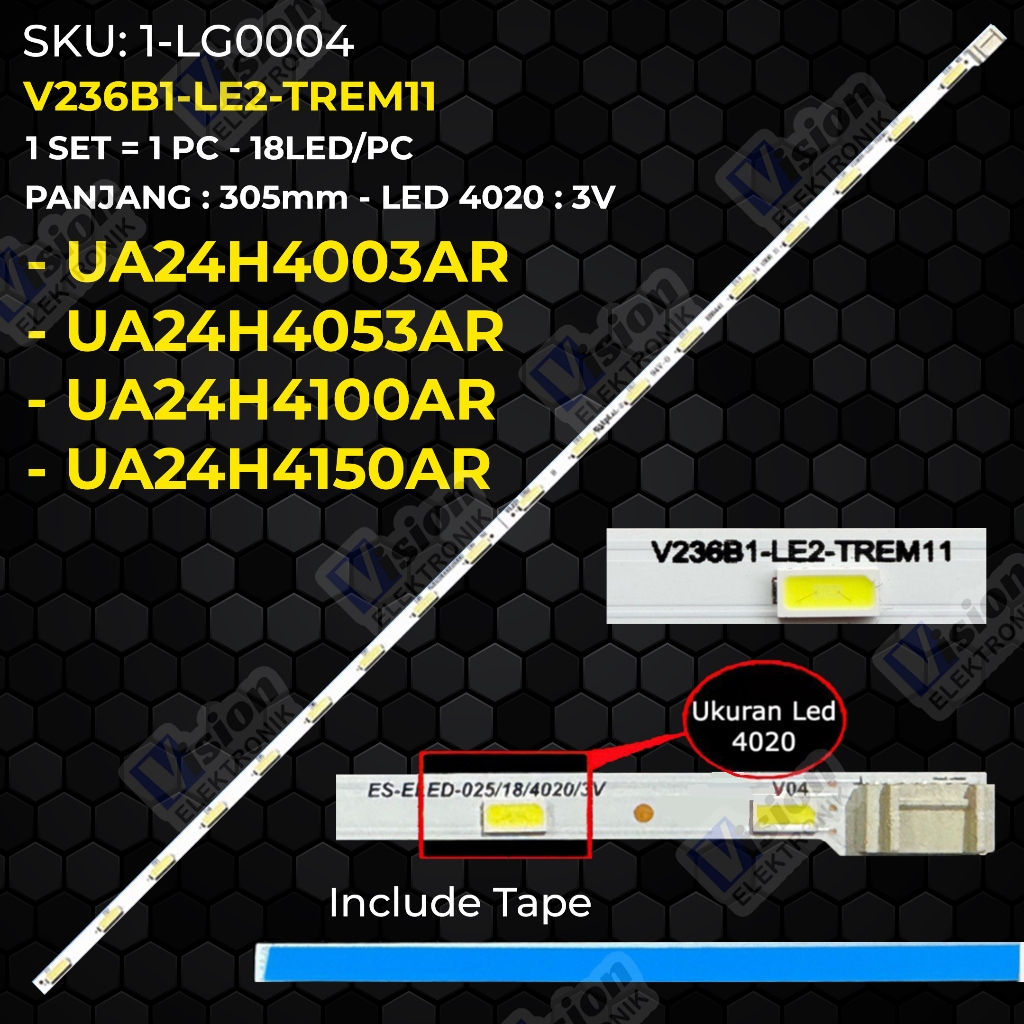 SAMSUNG ไฟแบ็คไลท์ทีวี 24 นิ้ว UA24H4053AR UA24H4100AR UA24H4150AR UA24H4003AR V236B1-LE2-TREM11