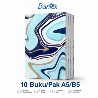 Bantex Buku Tulis Isi 10 Pcs Marble A5/B5 Notebook Catatan Jurnal Bergaris Cover Desain Marble 1 Pack (10 Pcs)