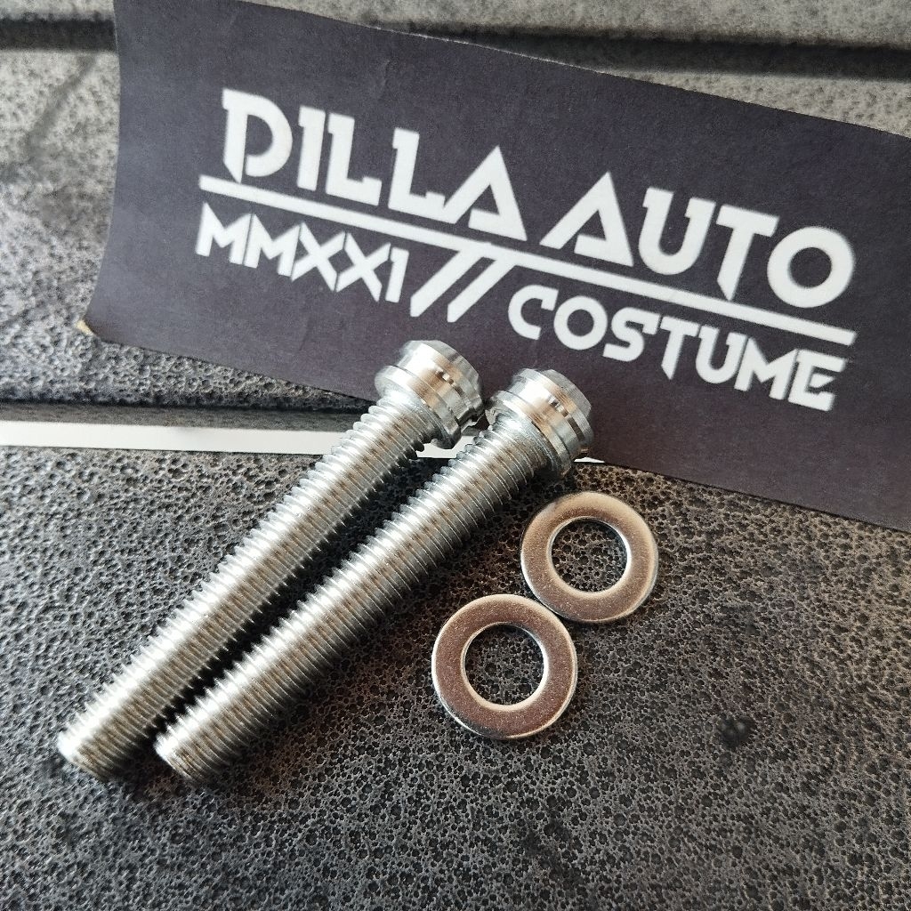 SATRIA FU L-MODEL STAINLESS HANDLEBAR BOLT COSTUME HANDMADE CENTER COAK MODEL 1 ชุด (2 ชิ้น) + แหวน