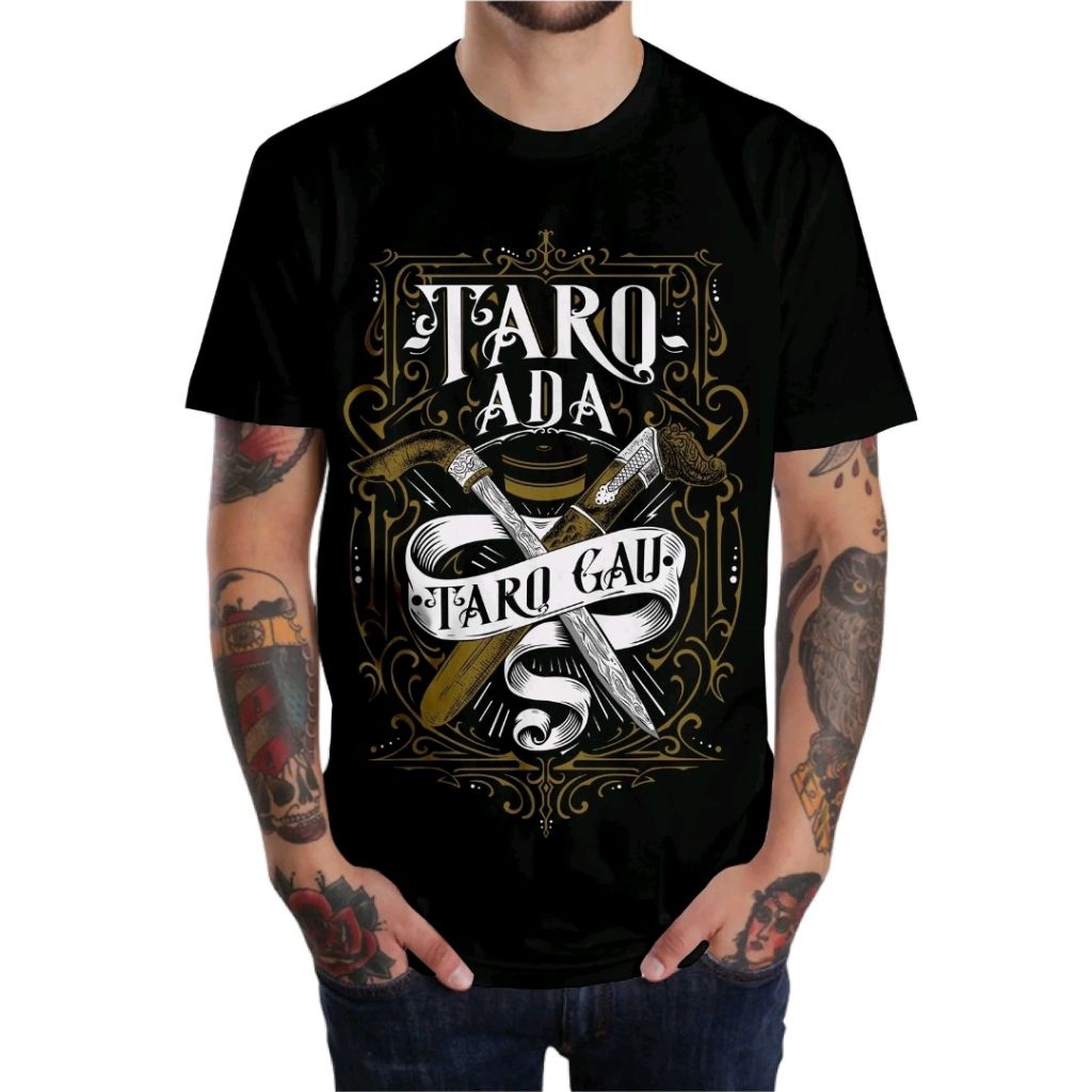เสื้อยืด TARO พร้อม TARO GAU MOTIF WHITE BROWN FRAME