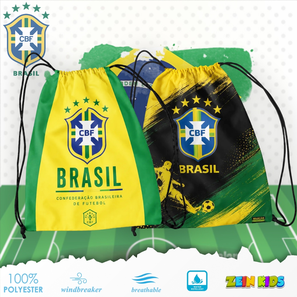 Brazil Kids Drawstring Bag / Brazil Motif Kids Sports Drawstring Bag