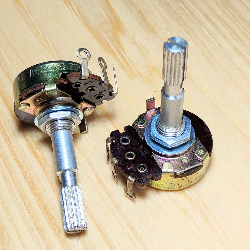 A500K NOBLE Japan Potentiometer Long Handle Mono Potentiometer ขนาดใหญ่ NOS audio Vintage