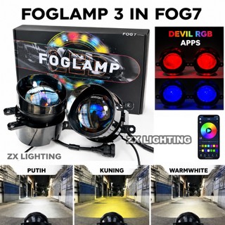 Foglamp Ibright Fog7-3 Inchi Blue Lens Lampu Fog7 Rgb 210 Mode Apps 3 Brecket