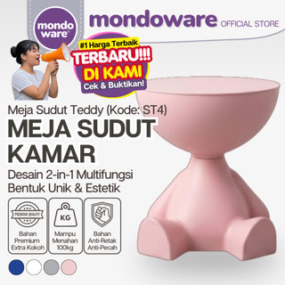 MONDOWARE | Meja Sudut Teddy Bear -  Meja Sudut Kamar - Meja Tamu - Meja Kamar Anak - Meja Rumah - Meja Sudut Gemas - Maju Sofa - Meja Rias - Meja Multifungsi - Meja Tempat Tidur - Meja Kecil Bulat - Meja Gemas - Meja Minimalis (Meja Sudut Teddy - ST4)
