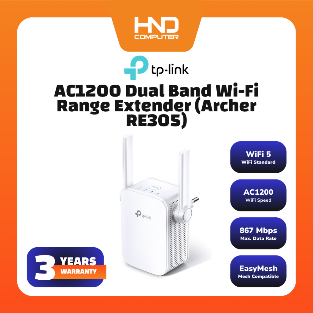 TP-Link AC1200 Dual Band Wi-Fi Range Extender (Archer RE305)