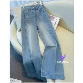 Celana Highwaist Loose Baggy Tulang Jeans Vintage Wanita Kulote Garis Lipat Lebar - Celana Panjang Jeans Wanita