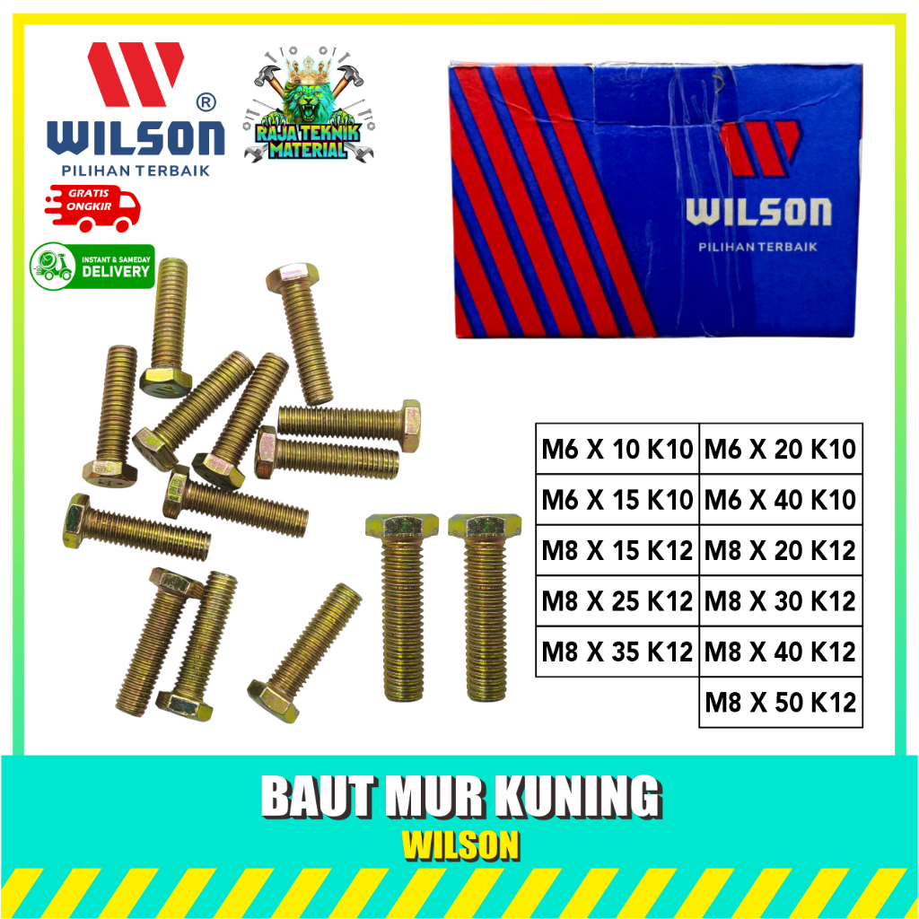 บีเอ็มเค สมบูรณ์ ขนาด!! กลอนและน็อตสีเหลืองยี่ห้อ WILSON!! / BMK M6X10 M6X15 M6X30 M6X40 M6X60 M6X70