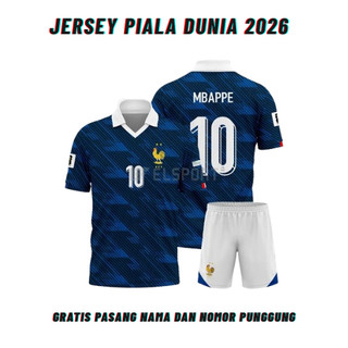 JERSEY PIALA DUNIA PRANCIS FULL PRINTING GRATIS PASANG NAMA DAN NOMOR PUNGGUNG