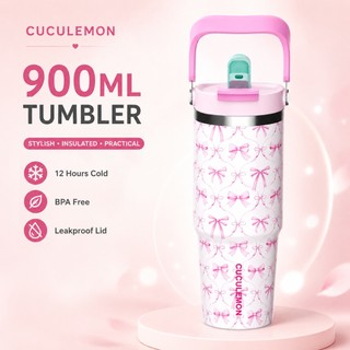 Cuculemon Tumbler 900ML Motif Pita Aesthetic Stainless 304 Tahan Panas Dingin 24 Jam Botol Minum Portable untuk Mobil & Travel
