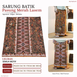 SERIES SIGNATURE |  Sarung Batik Lasem Merah Darah Ayam  - Elegan & Adem | Katun Halus Premium