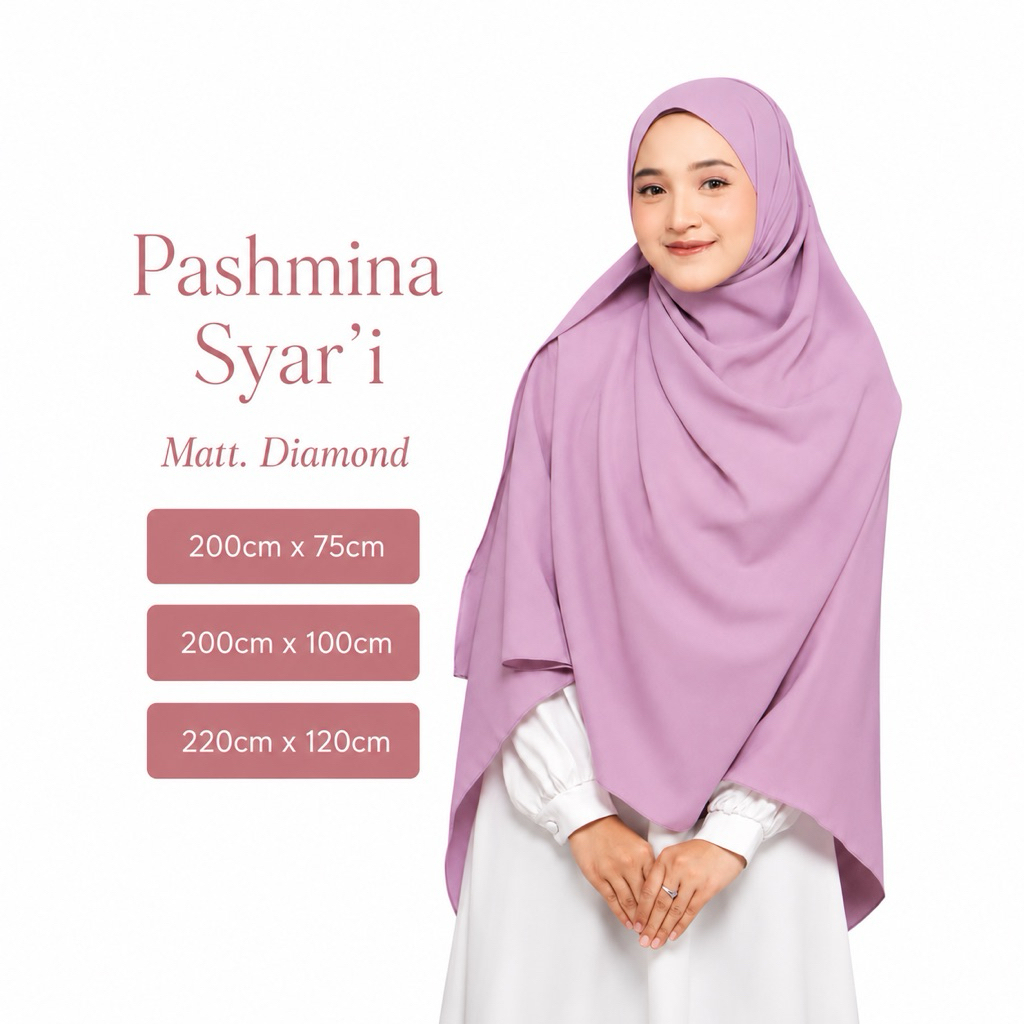 Pashmina Jumbo Syari Diamond Crepe Italiano Premium 200x75 200x100 220x120 | เนย์ล่า เนย์ล่า