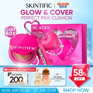 [FREE CHARM NEW]SKINTIFIC - Cover Glow Perfect Pink Cushion & Refill |Radiance Glowing Cocok untuk Kulit Berminyak Berjerawat&Semua Jenis Kulit Antioxidation Dewy Flawless Oil-Control bedak padat Foundation skin tint bb cream makeup powder