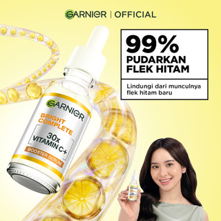 GARNIER Serum Vitamin C Bright Complete Vitamin C 30x Booster Serum Skincare - 15/30/50 ml Serum Mencerahkan Wajah Cepat Cerahkan Noda Hitam Serum Wajah