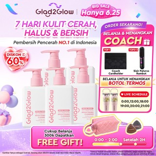 [Buy5 Save36k ]Glad2Glow Milk Amino Acid Gentle Cleanser facial wash,pembersih pencerah,pembersih wajah sabun cuci muka face wash skincare micellar water,Mencerahkan kulit , untuk semua jenis kulit ,Lembab Tanpa Ketarik,G2G glad2glow officia store