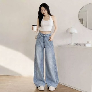 COD LULU Jeans Celana Jeans terbaru kulot Korea Biru muda pinggang tinggi--Baggy Jeans -baggy baggy