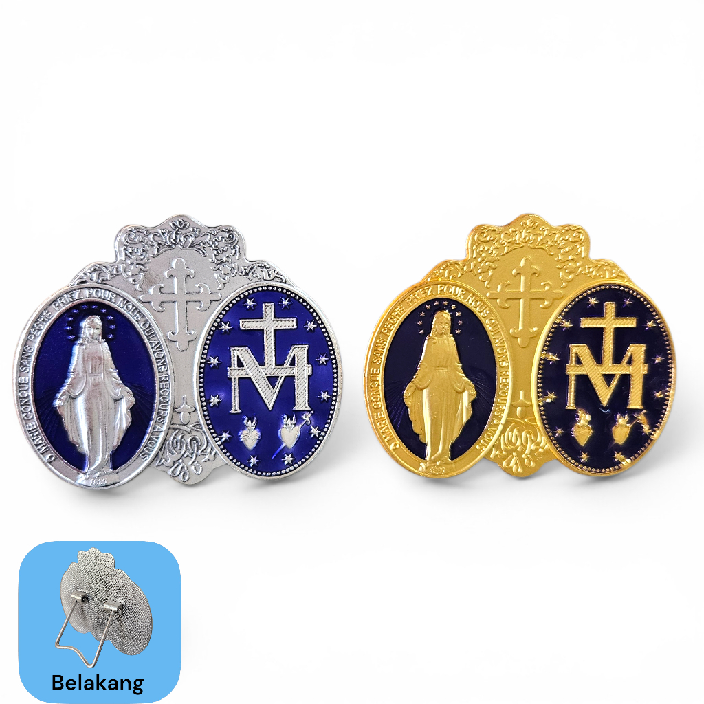 Mary Display Medal Car Table Golden Silver 6x6cm