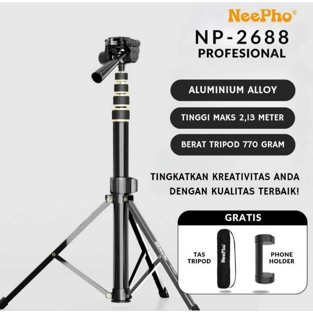 HP NEEPHO 2688 มัลติฟังก์ชั่นโทรศัพท์ขาตั้งกล้อง Photograpy กล้อง DSLR อลูมิเนียมผู้ถือกล้องอุปกรณ์เ