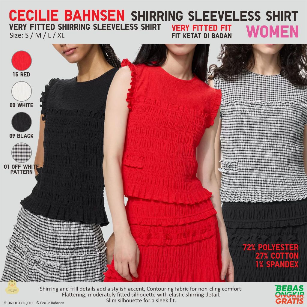 UNIQLO Cecilie Bahnsen เสื้อแขนกุดผู้หญิง Shirring