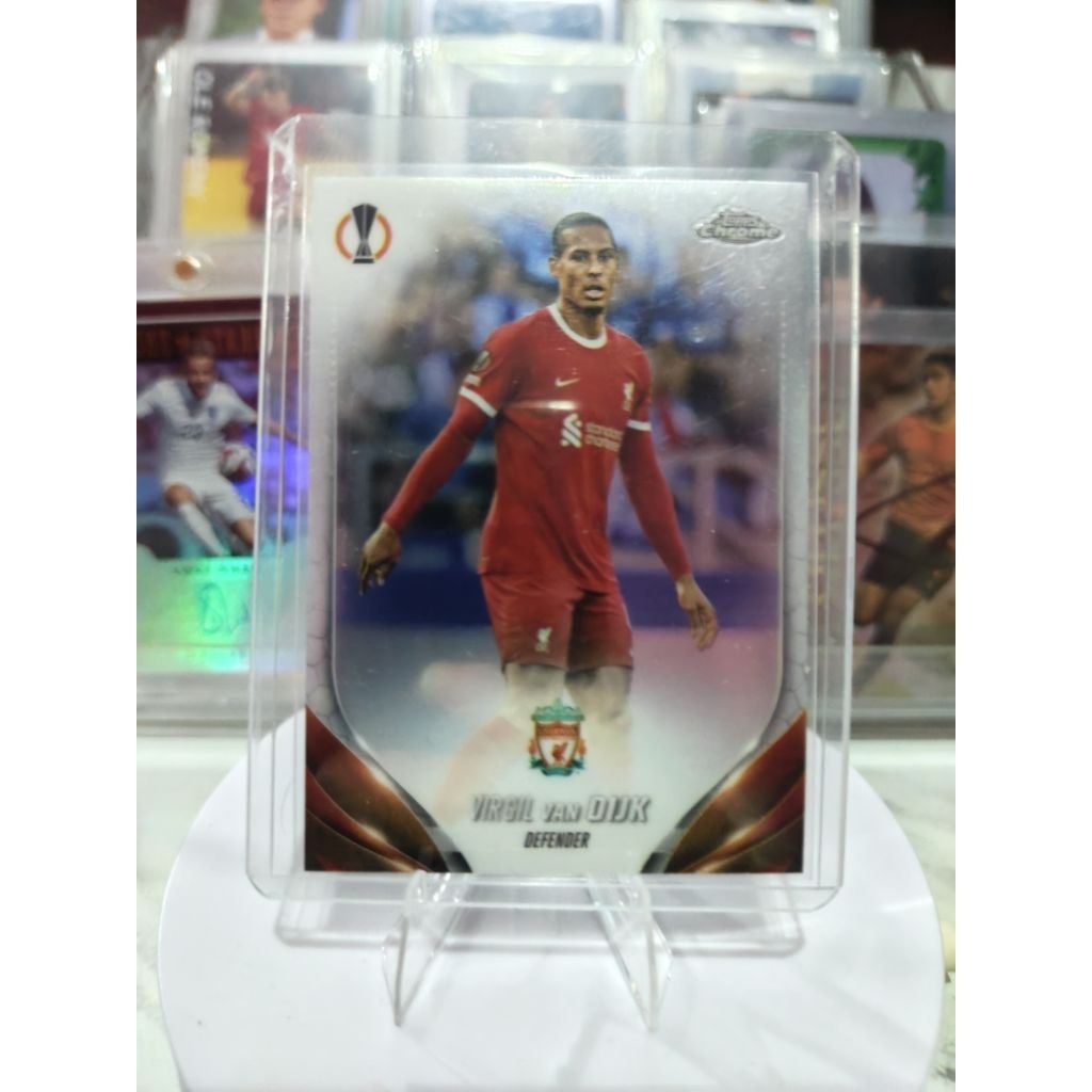 การ์ดฟุตบอล Topps Chrome Liverpool Virgil van Dijk ดั้งเดิม Photocard