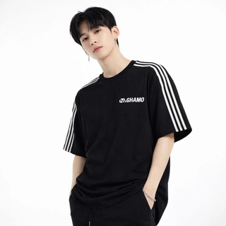 Tshirt Garis Bahu Distro Kaos Pria 24S GHAMO 100%Origilal Brand Lokal Baju Cowok Baju Cewek Gaya Bergaris Bahan Tebal Pria Wanita Vintage Casual