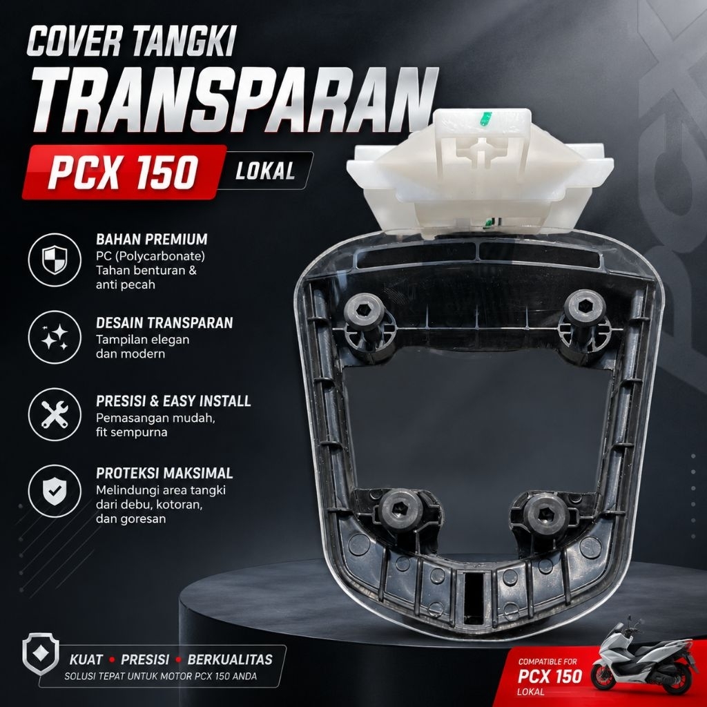 LOKAL ฝาครอบถัง PCX 150 ท้องถิ่นโปร่งใส | คลีนลุค พรีเมี่ยม อะคริลิค
