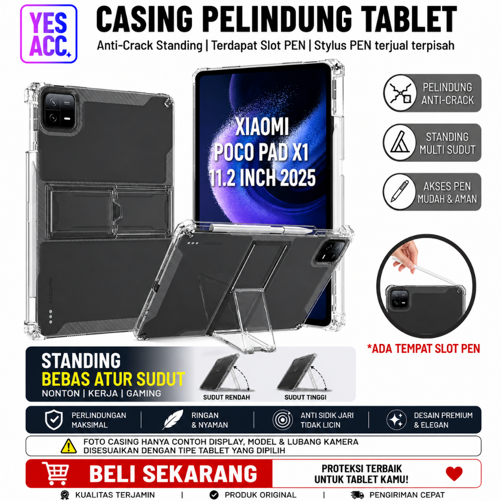 Poco Pad X1 11.2 Poco Pad M1 12.1 2025 Anti Crack Stand Slot ปากกากันกระแทก