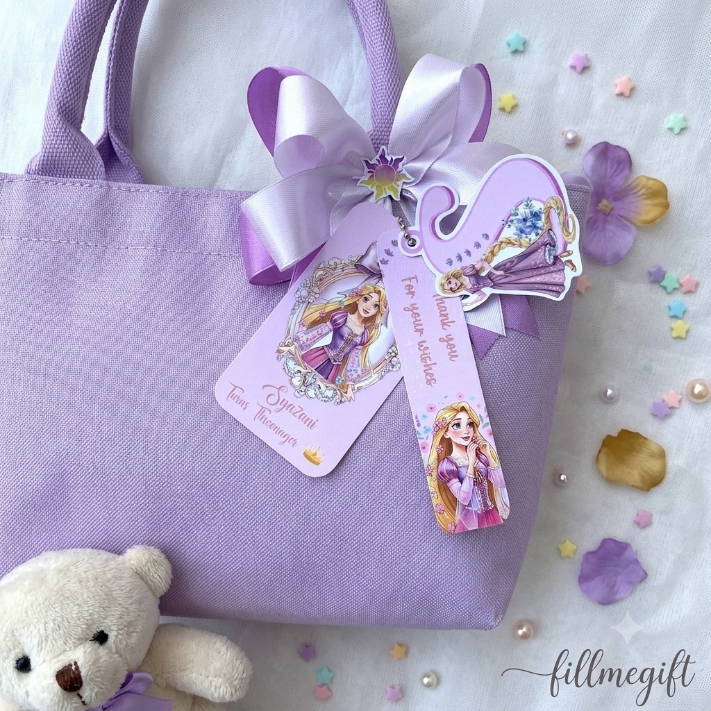 3 in 1 Rapunzel Type 2 การ์ดขอบคุณวันเกิด / การ์ดขอบคุณวันเกิด / การ์ดแท็กของที่ระลึก / ขัดขวาง