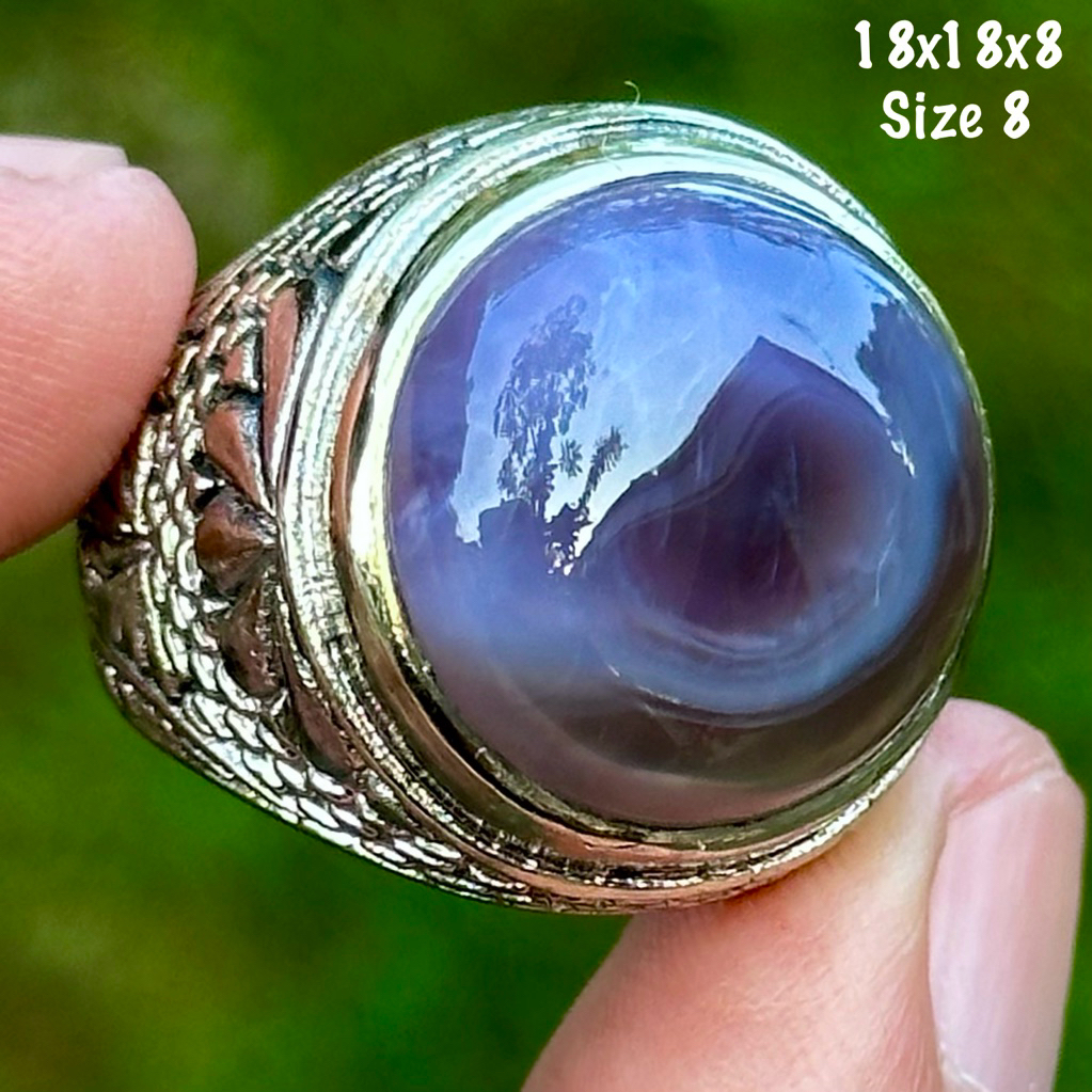 แหวนอาเกตลาเวนเดอร์ธรรมชาติ Baturaja Navel Black Hole (ธรรมชาติ)