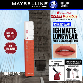 [SHOPEE BEAUTY AWARDS - BEST LIP MAKEUP] MAYBELLINE OFFICIAL Superstay Matte Ink Liquid Long Lasting Waterproof Matte Lipstick Lipcream Make Up Transferproof Tahan 16 Jam Vinyl Ink Lipstik Lip Gloss Liptin