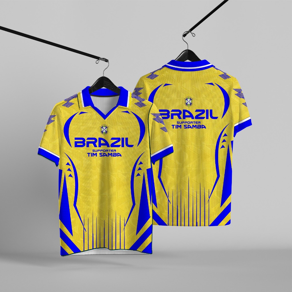 เสื้อเจอร์ซีย์บราซิลวินเทจ Retro Dryfit Collar ผู้ใหญ่