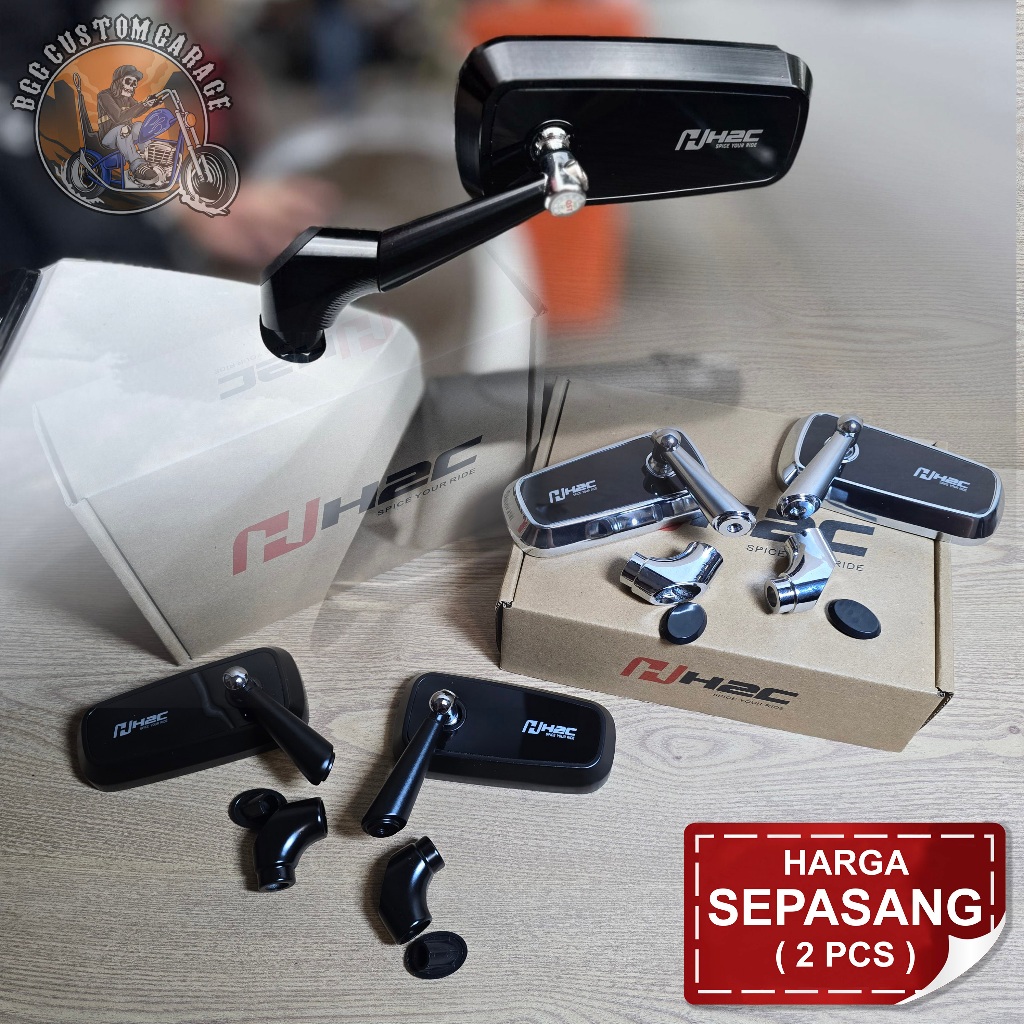 !! H2C เวียดนาม Original CHROME กระจกมองหลังสีดําคู่ซ้ายขวา Universal