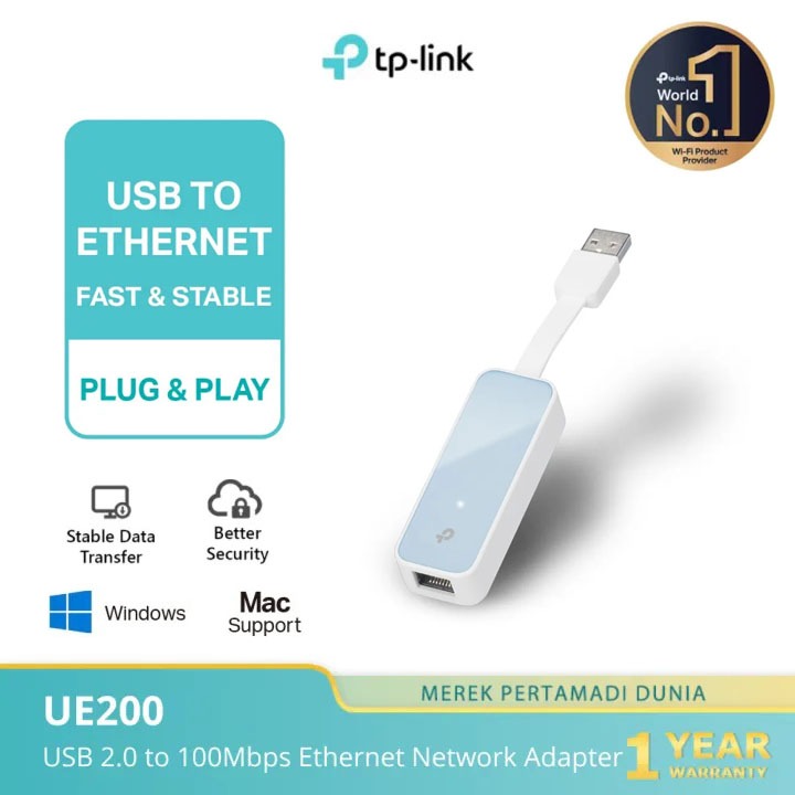 Tp-Link UE200 USB 2.0 Ethernet USB to LAN Adapter 100Mbps