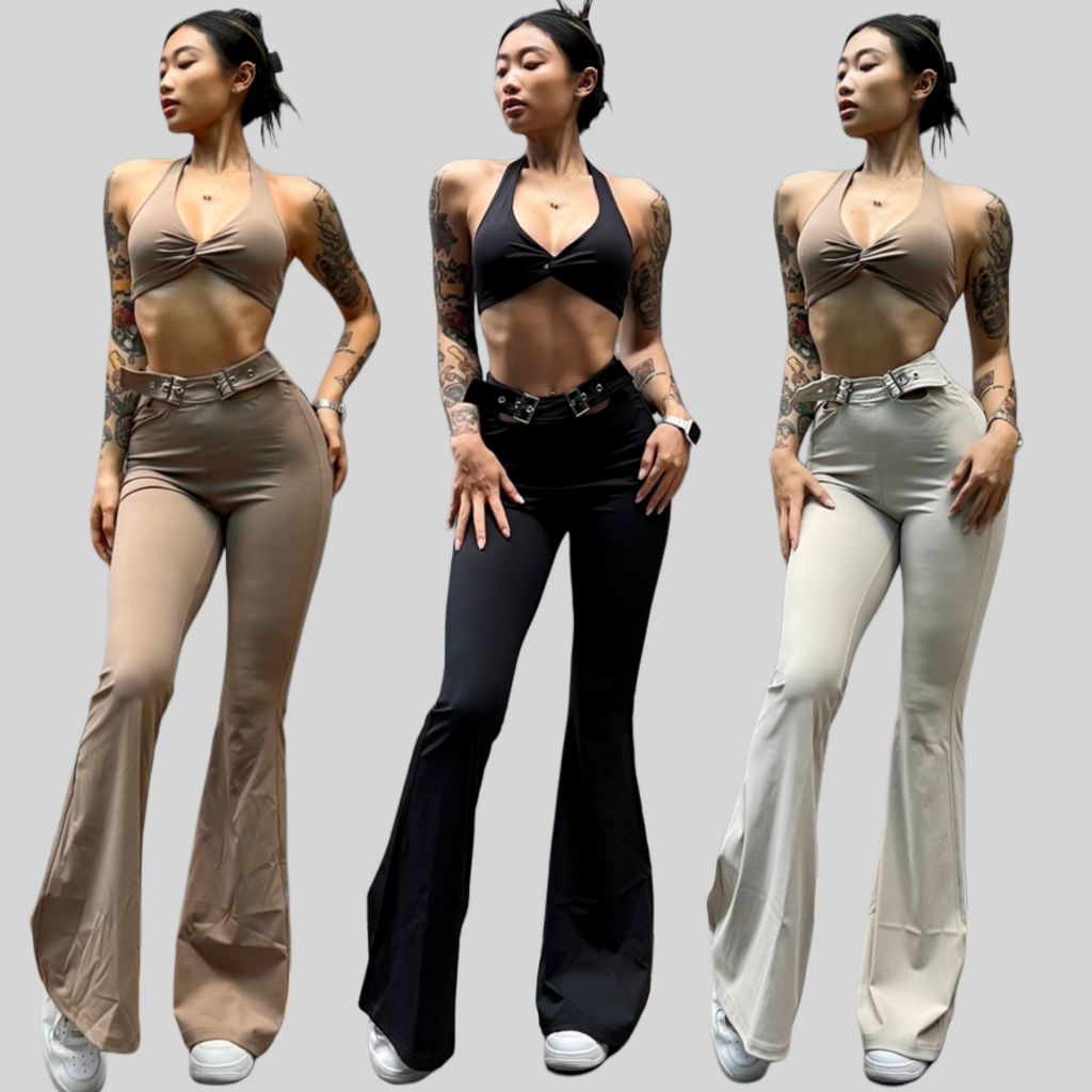 Kavita Flare Leggings/กางเกงกีฬาผู้หญิงกางเกงโยคะ Cutbray Gym Fitnouls