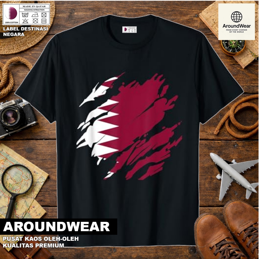 QATAR 1 SOUVENIR เสื้อยืด WITH NATIONAL TAG QATAR COTTON 30S PREMIUM GIFT SOUVENIR