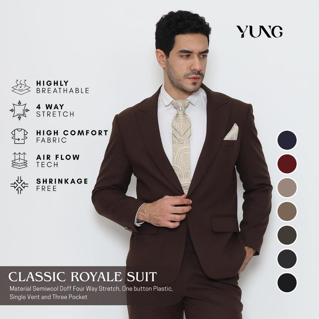 CLASSIC ROYALE SUIT – SUIT เท่านั้น - ชุด Doff อย่างเป็นทางการของผู้ชาย Classic Modern Premium Doubl