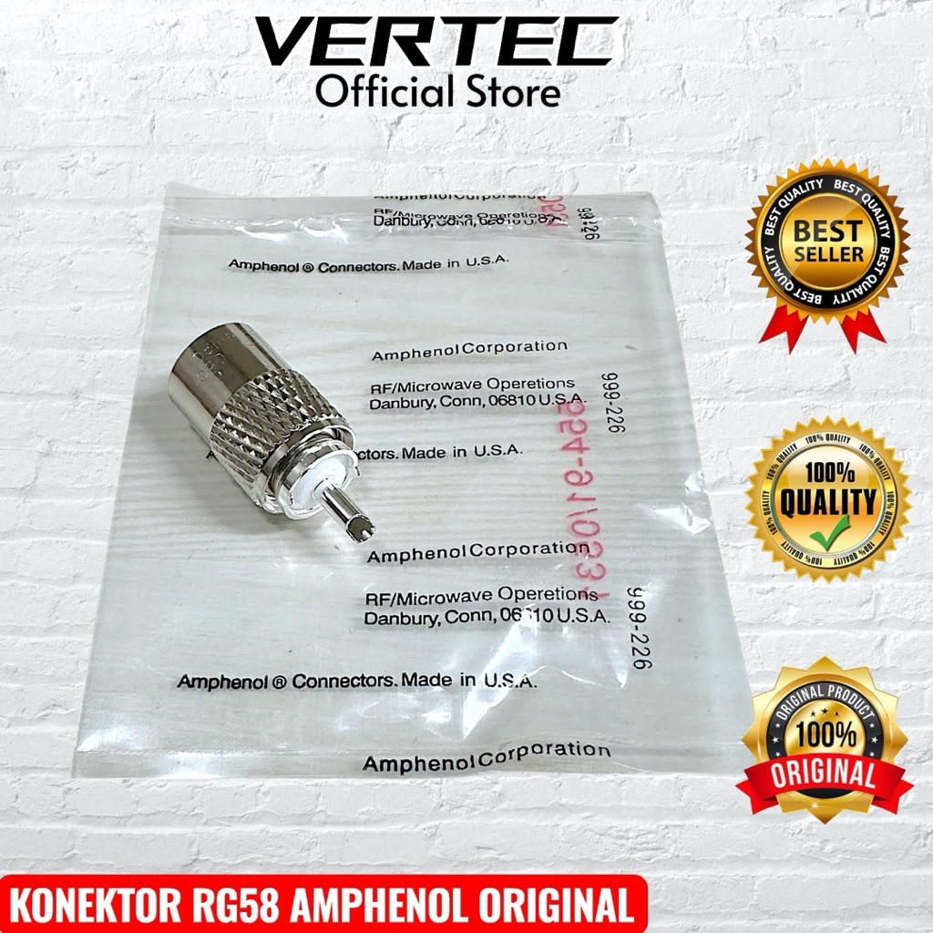 Original AMPHENOL RG58 Connector PL259 สําหรับ Original RG-58 สายเสาอากาศ PL ชาย