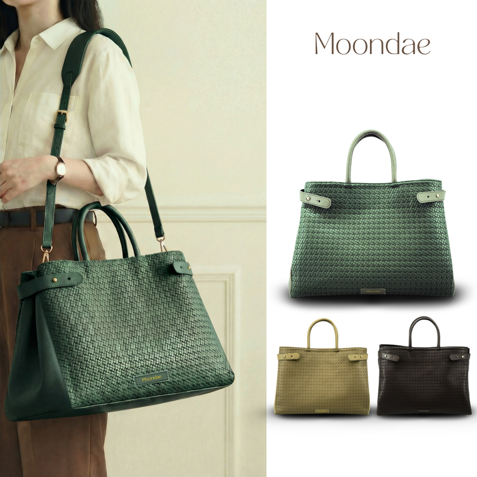 MOON DAE Hannam Tote Bag กระเป๋าหนังผู้หญิง Roman Premium Shopper Bag ขนาดใหญ่เหมาะกับแล็ปท็อปสไตล์เ