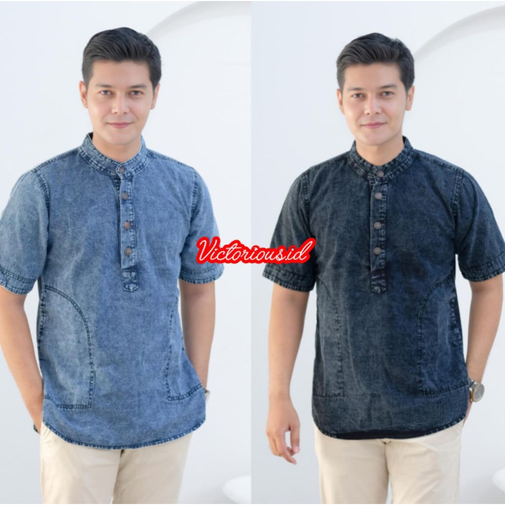 KEMEJA Koko Jeans Shirt for Adult Men, Koko Kurta, Denim Jeans, เสื้อผ้ามุสลิมสไตล์เกาหลีระดับพรีเมี