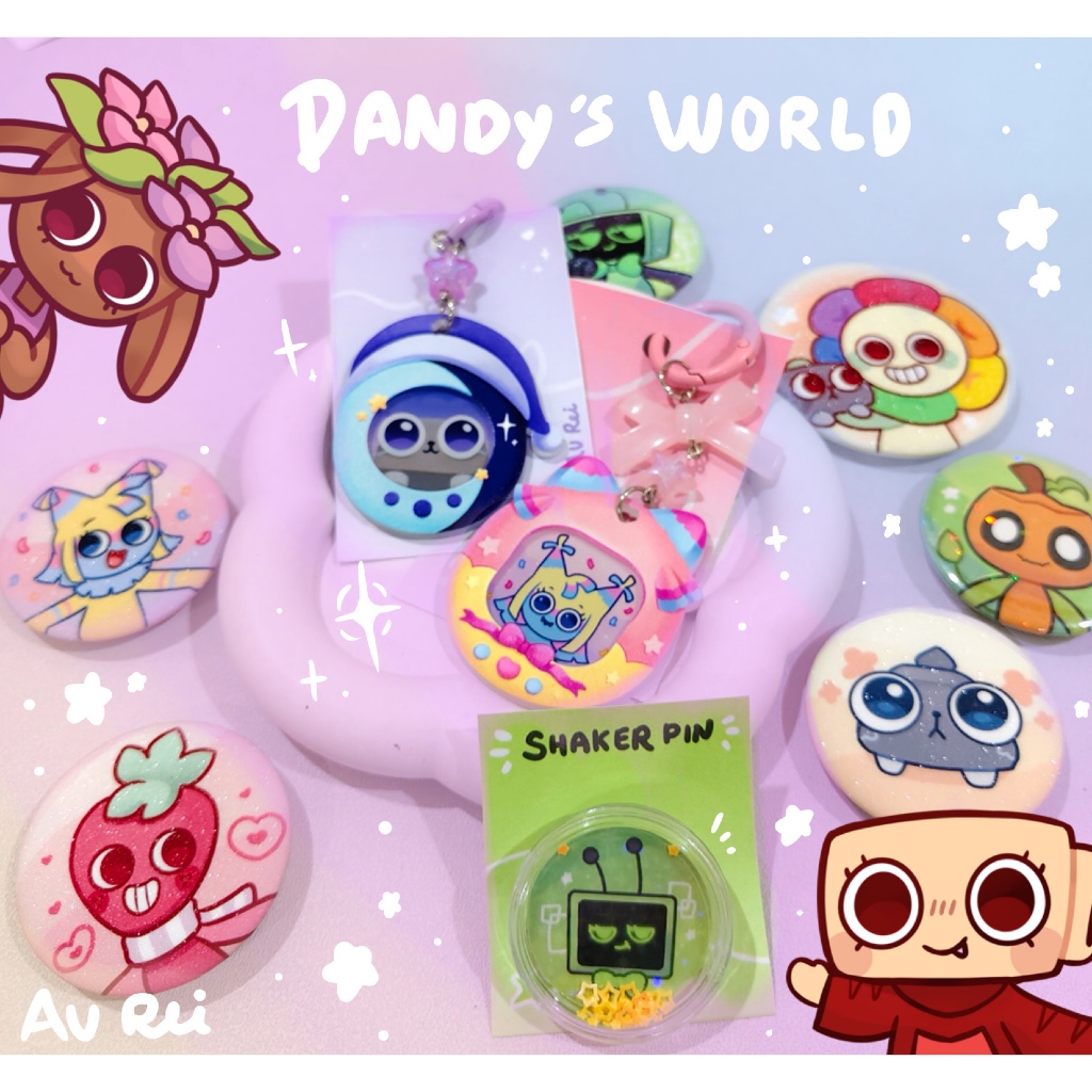 ใหม่ Dandys world น่ารัก merch 3d พวงกุญแจสติกเกอร์แผ่น pin roblox Fan merch by au rei